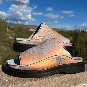 Dr. Martens Iridescent Orange and Blue Sandals